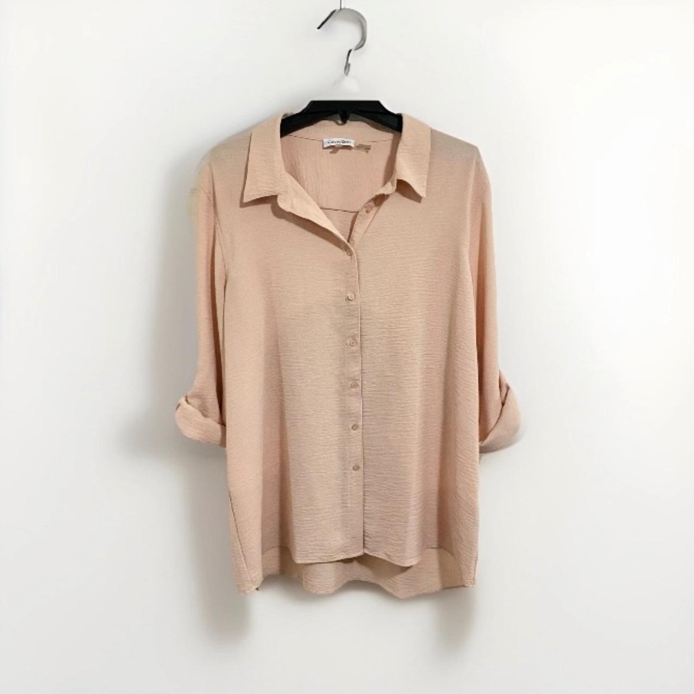 Calvin Klein Light Pink Button Down Blouse Size xl
